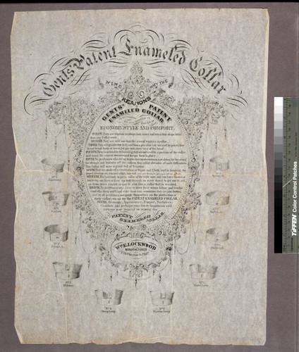 Gents' patent enameled collar : nine reasons why the gents' patent enameled collar is superior to all others... : Wm. E. Lockwood manufacturer 236 Chestnut St. Phila