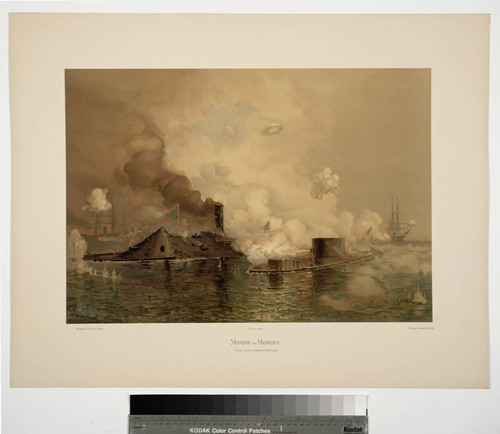 Monitor and Merrimac [sic], first fight between ironclads