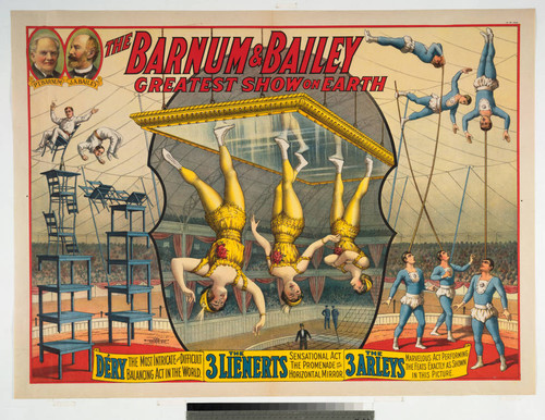 The Barnum & Bailey greatest show on Earth : Déry the most intricate and difficult balancing act in the world. : the 3 Lienerts sensational act the promenade on the horizontal mirror. : The 3 Arleys marvelous act performing the feats exactly as shown in the picture