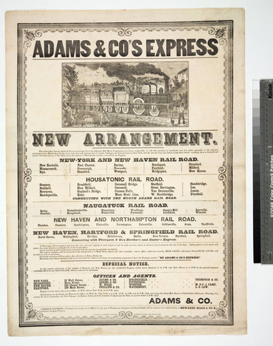 Adams & Co's Express : new arrangement. The subscribers have obtained Express privileges from the following Rail Road Corporations