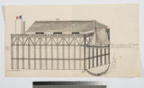 Drawing of the explosion vessel Susannah at Fort Rouge, Calais, France, for December 8, 1804