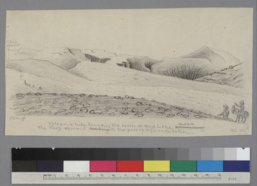 Volcanic hills, bounding the basin of Mud Lake