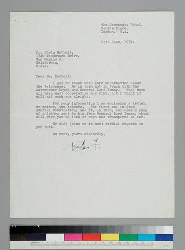 Actor Douglas Fairbanks Jr. writes to EPH