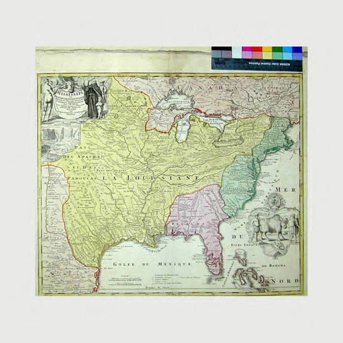 Amplissimae regionis Mississipi : seu provinciae Ludovicianae á R.P. Ludovico Hennepin Francisc miss in America Septentrionali anno 1687 detectae nunc Gallorum coloniis et actionum negotiis toto orbe celeberrimae / nova tabula edita a Jo. Bapt. Homanno S.C.M. Geographo