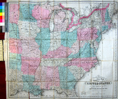 Colton's travelers' map of the United States showing the counties, railroads, etc