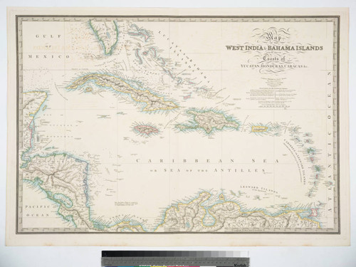 Map of the West India & Bahama Islands with the adjacent Coasts of Yucatan, Honduras, Caracas, &c