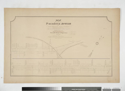 Map of Pasadena Avenue in Los Angeles Road District from Highland Avenue to the old right of way of the Los Angeles and San Gabriel Valley (Santa Fe) Railroad