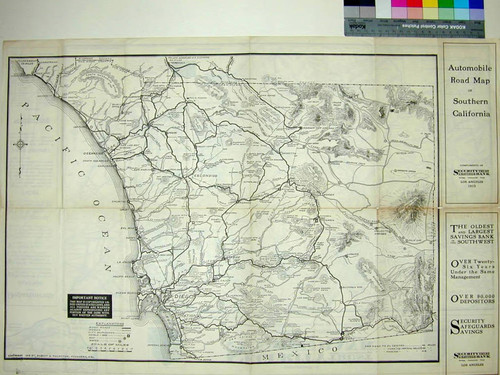 Automobile road map of Southern California, San Diego County