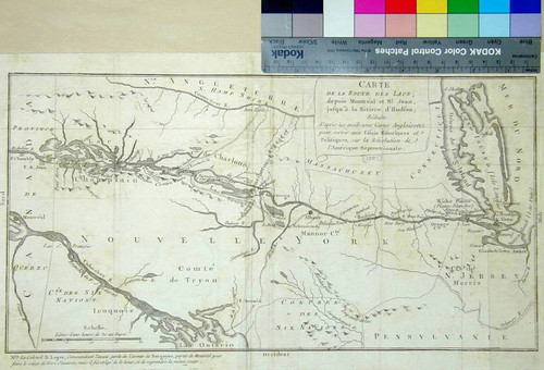 Carte de la Route des Lacs, depuis Montréal et St. Jean, jusqu'à la Riviere d' Hudson