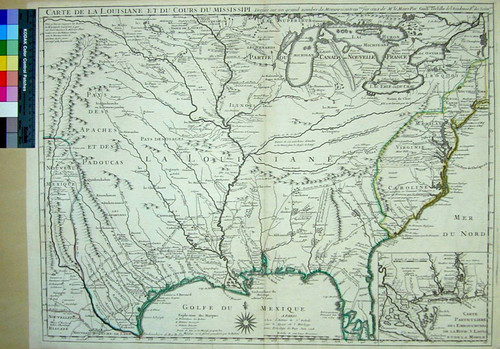 Carte de la Louisiane et du Cours du Mississipi Dresée sur un grand nombre de Memoires entrau tres sur ceux de Mr. le Maire Par Guillaume de l'Isle de l'Academie Rle. des Sciences