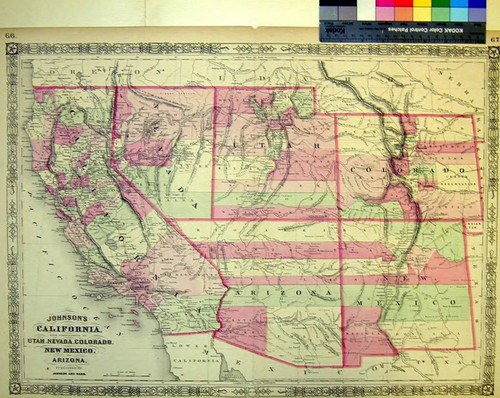 Johnson's California, with the territories of Utah, Nevada, Colorado, New Mexico, and Arizona