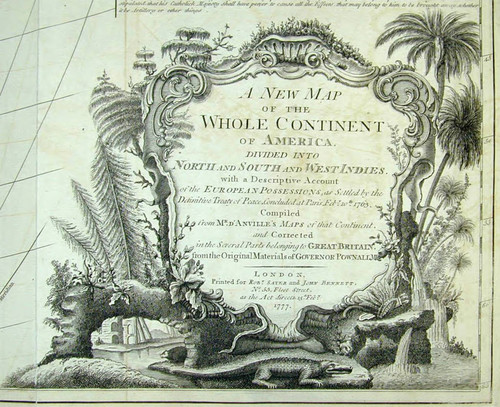A New Map of the Whole Continent of America, divided into North and South and West Indies. with a Descriptive Account of the European Possessions, as settled by the Definitive Treaty of Peace, Concluded at Paris Feby. 10th. 1763