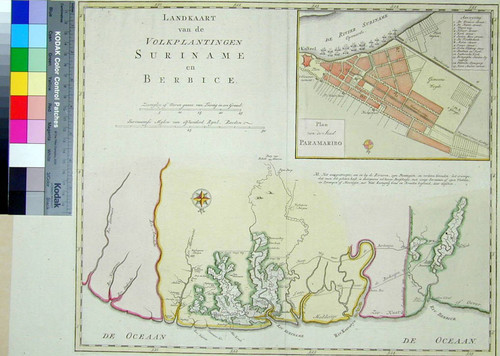 Landkaart van de Volkplantingen Suriname en Berbice