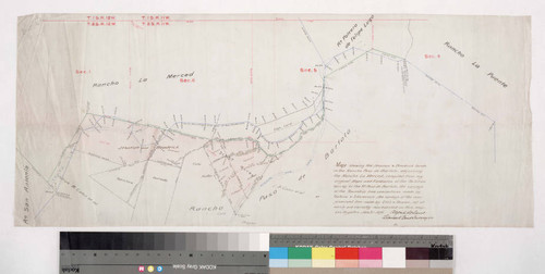 Map showing the Jesurun & Broderick lands in the Rancho Paso de Bartolo