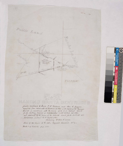 Plat of the Part of the Rancho Santa Gertrudes finally confirmed to James P. McFarland and John G. Downey