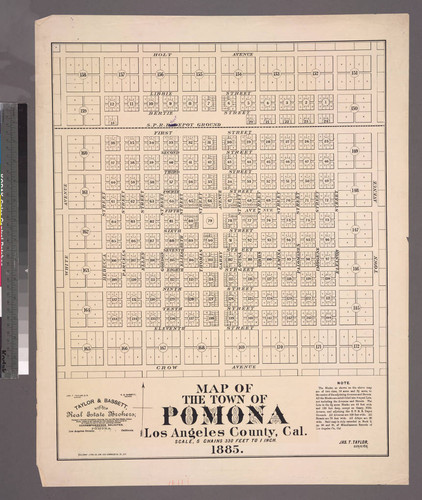 Map of the Town of Pomona Los Angeles County, Cal