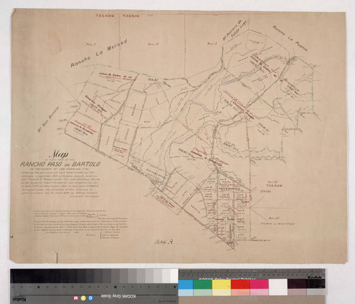 Map of that part of the Rancho Paso de Bartolo in the County of Los Angeles showing the partition.;(Map A)