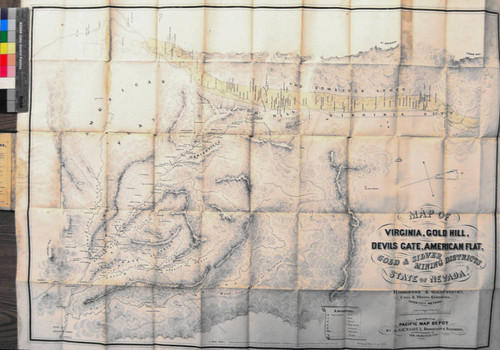 Map of Virginia, Gold Hill, Devils Gate, American Flat, gold & silver mining districts : state of Nevada / Higginson & Goldsworthy, Civil & Mining Engineers. Silver City, Nevada