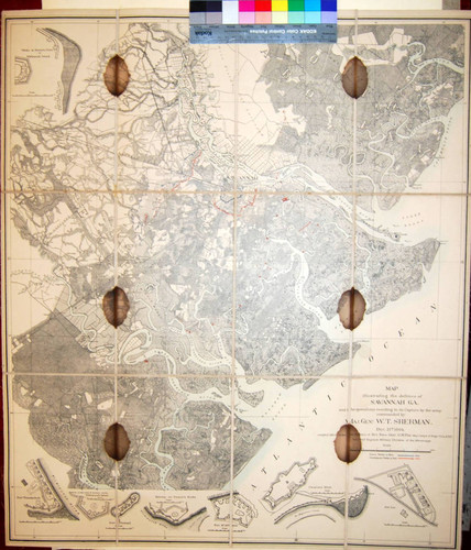 Map illustrating the defence of Savannah, Ga. and the operations resulting in its capture by the army commanded by Maj. Genl. W. T. Sherman. Dec. 21st, 1864 / Compiled 1880-81 under the direction of Brev. Brig. Genl. O. M. Poe, Maj. Corps of Engs. Col & A.D.C. late Chief Engineer Military Division of the Mississippi