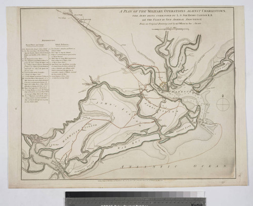 Plan of the Military Operations against Charlestown, the Army being commanded by L. G. Sir Henry Clinton K. B. and the Fleet by Vice Admiral Arbuthnot, From an Original Drawing sent by an Officer in the Army