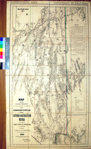 Map showing detailed topography of the country traversed by the reconnaissance expedition through southern & southeastern Nevada / In charge of Lieut. Geo. M. Wheeler U.S. Engineers assisted by Lieut. D.W. Lockwood Corps of Engineers U.S.A