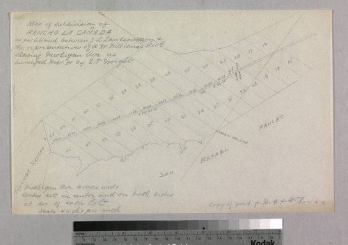 Map of subdivision of Rancho La Cañada