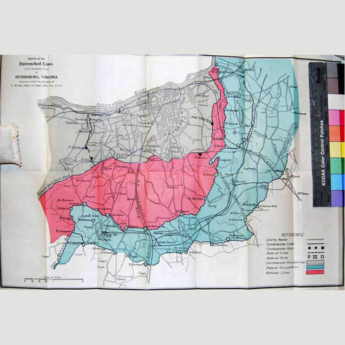 Sketch of the entrenched lines in the immediate front of Petersburg, Virginia : surveyed under the direction of N. Michler, Major of Engrs., Bvt. Col.; U.S.A