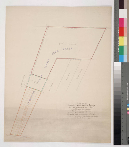 Map of the Francisco Abila Tract, part of Januario Abila Tract in the Rancho La Cienega