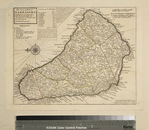 The Island of Barbadoes Divided into its Parishes, with the Roads, Paths, &c.; According to an Actual and Accurate Survey / By H. Moll, Geographer