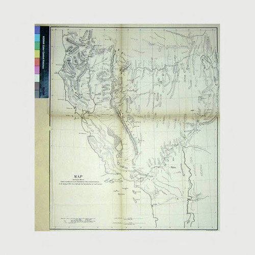 Map showing the different routes travelled over by the detachments of the overland command in the Spring of 1855 from Salt Lake City, Utah to the Bay of San Francisco