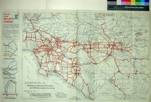 Automobile road map of Los Angeles, Orange, Riverside and San Bernardino Counties