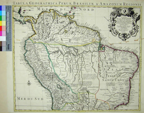 Carte de la terre ferme du Perou, du Bresil et du pays des Amazones : dressée sur les descriptions de Herrera de Laet, et des PP. d'Acuña, et M. Rodriguez, et sur plusieurs relations et observations posterieures / par Guillaume Del'Isle, Geographe de l'Academie Royale des Sciences