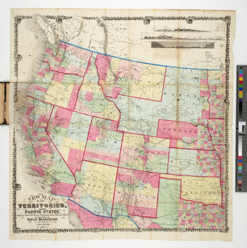 New map of the territories and Pacific states : showing railroad routes, telegraph lines, cities & towns