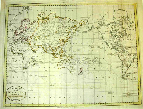 Chart of the World, According to Mercators Projection Shewing the latest Discoveries of Capt. Cook