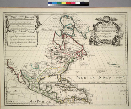 L'Amerique Septentrionale, Dresée sur les Observations de. Mrs. de l'Academie Royale des Sciences. & quelques autres, & sur les Memoires les plus recens