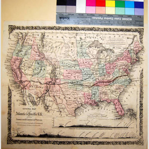 General map of the Atlantic & Pacific R.R.; showing connections & comparative profiles / prepared in Coltons Geographical Establishment