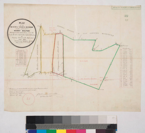 Plat of the Santa Anita Rancho finally confirmed to Henry Dalton