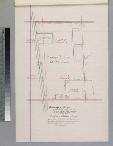 Map of the land belonging to George Palmer in the Temple & Gibson Tract