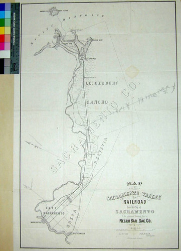 Map of the Sacramento Valley Railroad from the City of Sacramento To the crossing of the American River at Negro Bar, Sac. Co