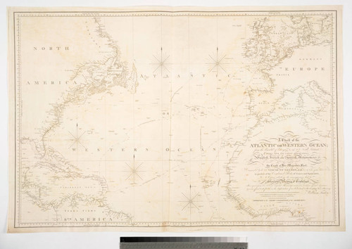 Chart of the Atlantic or Western Ocean; from the Parallel of 3 Degrees to 59°, 30', North Latitude. Drawn from the Latest Observations of the English, French and Spanish Astronomers Wherein is delineated the Track of His Majesty's Fleet, Commanded by the late Viscount Nelson, K.B. Vice Adm. of the White, &c. &c. in Pursuit of the Combined Fleets of France and Spain 1805. A Course which in its consequences led to the Glorious Victory at Trafalgar. It is copied from His Lordship's original Manuscript, under His Lordship's special directions, & is now offered to the public as the slight tribute of an Individual to His Lordship's Fame & Memory. William Faden