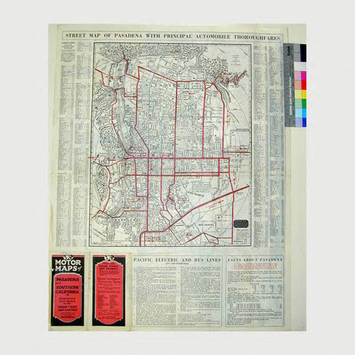 Street map of Pasadena with principal automobile thoroughfares