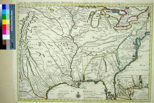 Carte de la Louisiane et du Cours du Mississipi Dresée sur un grand nombre de Memoires entrau tres sur ceux de Mr. le Maire Par Guillme. de l'Isle de l'Academie Rle. des Sciences