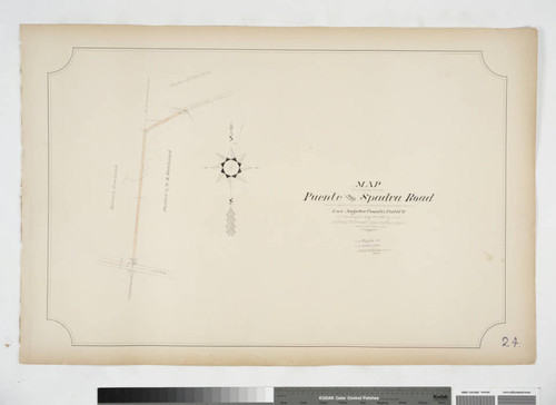 Map of a change in the Puente and Spadra Road connecting with a Puente Ranch Road