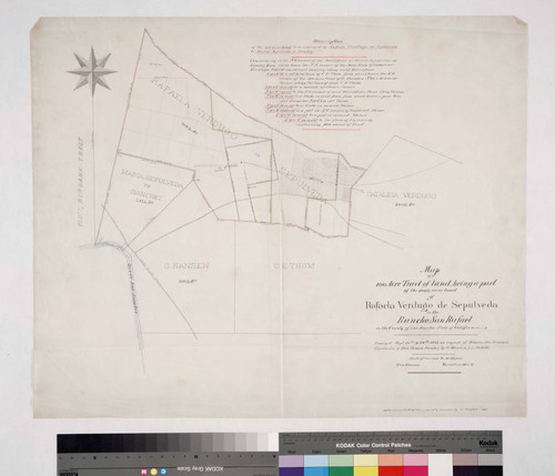 Map of a 100 Acre Tract conveyed by Rafaela Verdugo de Sepulveda to Maria Sepulveda de Sanchez