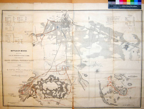Battles of Mexico. Surveys of the Line of Operations of the U.S. Army under the command of Major General Winfield Scott, on the 19th & 20th August & on the 8th, 12th and 13th September, 1847. Made by Maj. Trumbull, Capt. McClellan & Lieut. Hardcastle, Topl. Engs. Drawn by Capt. McClellan