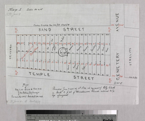 Map of City Lots Block G Fort Hill: Map 1, Lots 14 & 15
