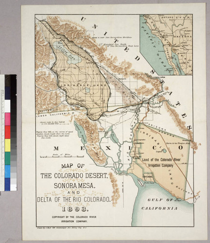 Map of the Colorado Desert, Sonora Mesa, and Delta of the Rio Colorado ...
