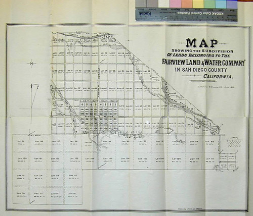 Map showing the subdivision of lands belonging to the Fairview Land & Water Company in San Diego County California / Surveyed by B. Bassell C.E