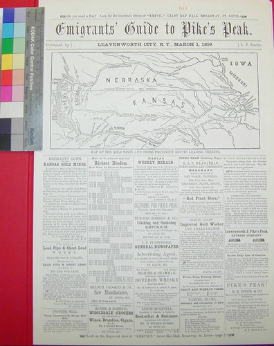 Emigrants' Guide to Pikes Peak : map of the gold mines and three prominent routes leading thereto