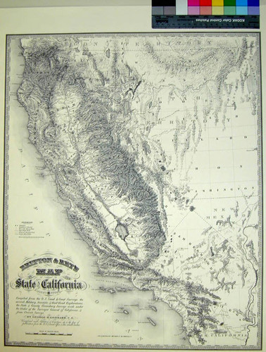 Britton & Rey's Map of the State of California : Compiled from the U. S. Land and Coast Surveys, the several military, scientific and rail road explorations, the State & County Boundary Surveys made under the order of the Surveyor General of California, & from private surveys / By George H. Goddard, C.E